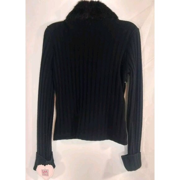 NWT Patricia Forgeal LM LULU French Black Silver Wool Fur Sweater Y2K Goth Rave - Picture 3 of 16